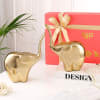 Gift Regal Metal Elephant Figurines - Set Of 2 - Gold