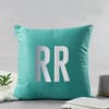 Gift Rise And Grind Velvet Cushion - Personalized -Turquoise