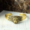 Gift Roaring Lion Engraved Oxidised Gold Finish Men's Bracelet