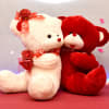 Gift Romantic Teddy Couple Red and Cream Large