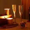 Gift Romantic Valentine Hamper With Silver Plated Champagne Flutes