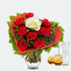 Rose Bouquet Amore With Vase & 2 Ferrero Rocher Online