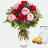 Rose Bouquet Harmony With Vase & 2 Ferrero Rocher Online