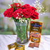 Rose Bouquet With Chocolate Treat Online