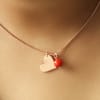 Buy Rose Gold Finish Heart with Red Pearl Pendant Necklace