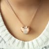 Gift Rose Gold Finish Studded Heart Pendant Necklace