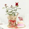 Rose Plant With Jute Wrapped Pot And Ombre Roses Cake Online