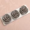 Gift Rose Shaped Set Of 3 Small Silver Candles