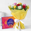 Roses From A Rainbow With Assorted Chocolates Box Online
