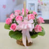 Round Basket of 10 Pink Roses Online