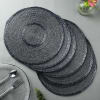 Gift Round Charger Placemats With Coasters And Napkin Rings - Black (Set of 6+6+6)