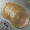 Gift Round Charger Placemats With Coasters And Napkin Rings - Gold (Set of 6+6+6)