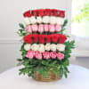 Round Handle Basket of 35 Mixed Roses Online