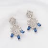 Buy Royal Blossom - Sapphire Blue Floral CZ Necklace With Earrings