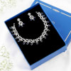 Shop Royal Blossom - Sapphire Blue Floral CZ Necklace With Earrings