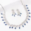 Royal Blossom - Sapphire Blue Floral CZ Necklace With Earrings Online