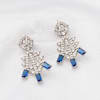 Buy Royal Blossom - Sapphire Blue Floral CZ Necklace With Earrings