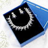 Shop Royal Blossom - Sapphire Blue Floral CZ Necklace With Earrings