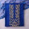 Gift Royal Blue Embroidered Cotton Slub Dress Material