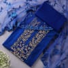 Royal Blue Embroidered Cotton Slub Dress Material Online