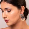 Buy Royal Flora Silver Oxidised Earrings