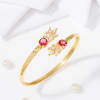 Gift Ruby Red - Pink Stone CZ Cuff Bracelet For Women
