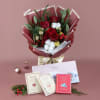 Ruby Red Yuletide Bouquet With Fossa Chocolate Online