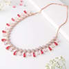 Gift Ruby & White CZ Stone Necklace Set