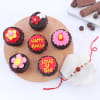 Rudraksh Rakhi With Floral Cupcakes Online