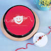 Rudraksh Rakhi With Happy Rakhi Poster Cake (Half kg) Online
