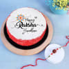 Rudraksh Rakhi With Happy Raksha Bandhan Red Velvet Cake (Half kg) Online