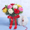 Rudraksh Rakhi With Roses In Vase Online