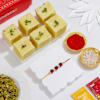 Sacred Rudraksha Rakhi And Soan Papdi Combo Online
