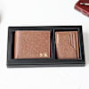 Saffiano Leather Personalized Wallet And Cardholder Set - Dark Tan Online