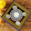 Gift Sanganeri Wooden Block Designer Tea Light Holder with 5 Tea Light Candles