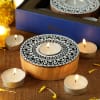 Sanganeri Wooden Block Designer Tea Light Holder with 5 Tea Light Candles Online
