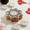 Sanganeri Wooden Block Floral Designer Tea Light Holder With 5 Tea Light Candles Online