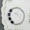 Gift Sapphire CZ Stones Studded Silver Plated Women's Bracelet
