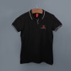 Shop Scott Organic Cotton Polo T-Shirt for Women (Black with White)
