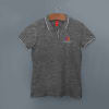 Shop Scott Organic Cotton Polo T-Shirt for Women (Charcoal Grey with White)