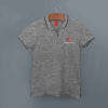 Shop Scott Organic Cotton Polo T-Shirt for Women (Grey Melange with Black)