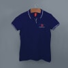 Shop Scott Organic Cotton Polo T-Shirt for Women (Navy Blue with White)