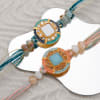 Gift Scrumptious Milk Cake And Mirror Work Rakhi Set Of 2