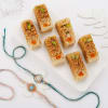 Scrumptious Milk Cake And Mirror Work Rakhi Set Of 2 Online