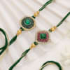 Gift Semi-Precious Stone Rakhi Set Of 2 And Gourmet Sweets Hamper