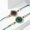 Gift Semiprecious Stone Rakhis And Rajbhog Combo