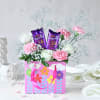 Gift Serene Carnations With Chocolates In Gift Bag