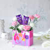 Serene Carnations With Chocolates In Gift Bag Online