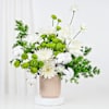 Gift Serene White Blooms In Striped Ceramic Planter