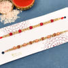 Gift Set of 2 Beaded Rakhi with Snickers Chocolate (2 Pcs)